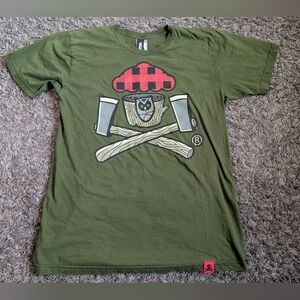 Johnny Cupcakes Green Owl Lumberjack Cotton Logo Shirt Men's L
